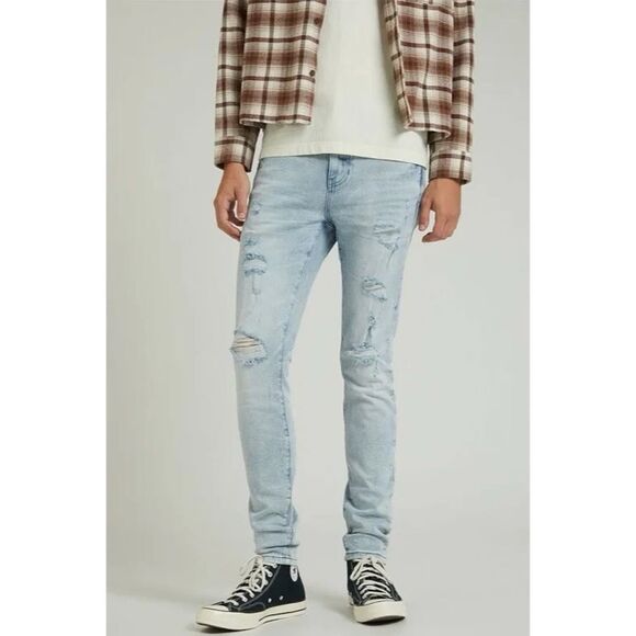 PacSun Light Wash Destroyed Skinny Jeans | Men’s Size 30x32 - Picture 3 of 9